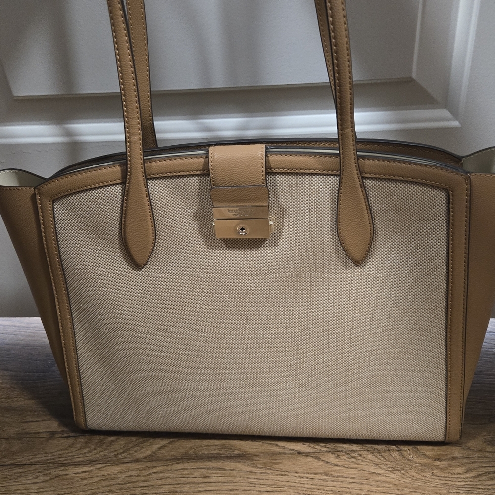 Kate Spade Tan And Canvas Work Tote